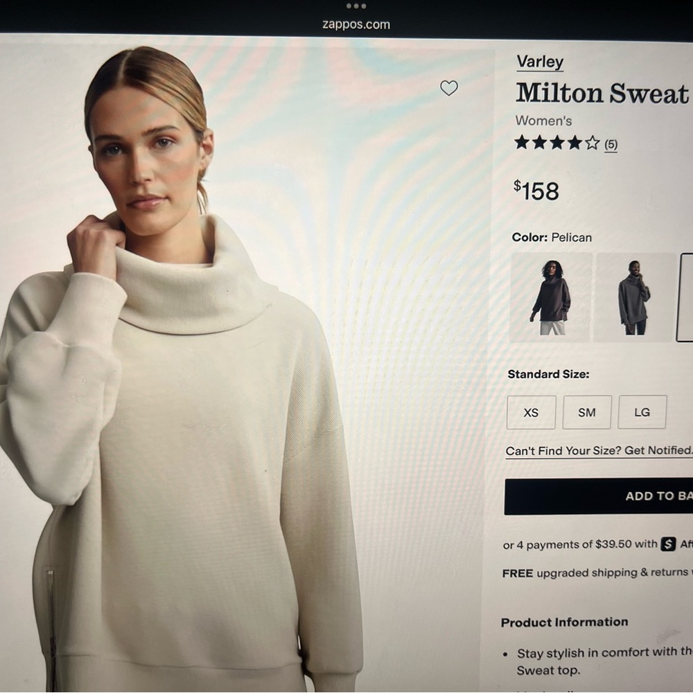 Varley Women's Milton Cowl Neck Sweater in Pelican